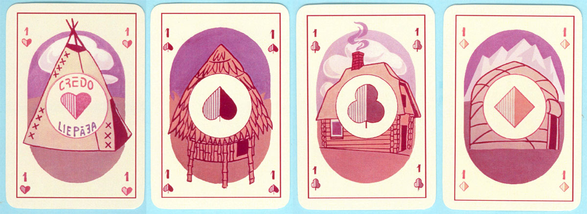 “Four Races” playing cards designed by Vilnis Rasa in 1989, re-published by Jānis Mētra and printed by “Orija”, Lithuania, 2015