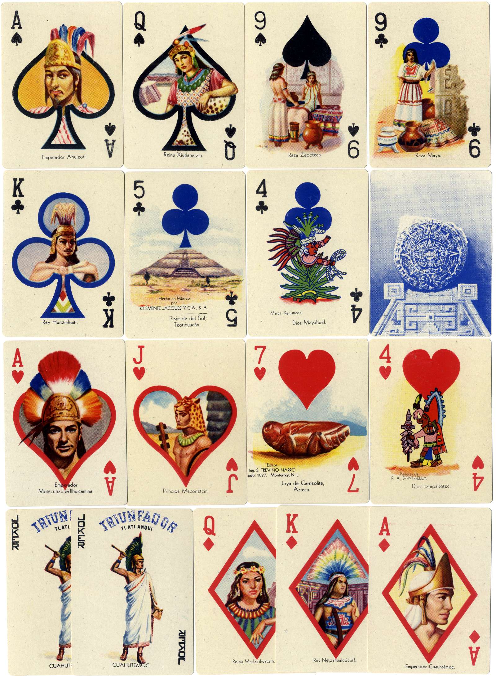 Aztec Playing cards - Baraja Cuauhtémoc, Mexico, c.1950