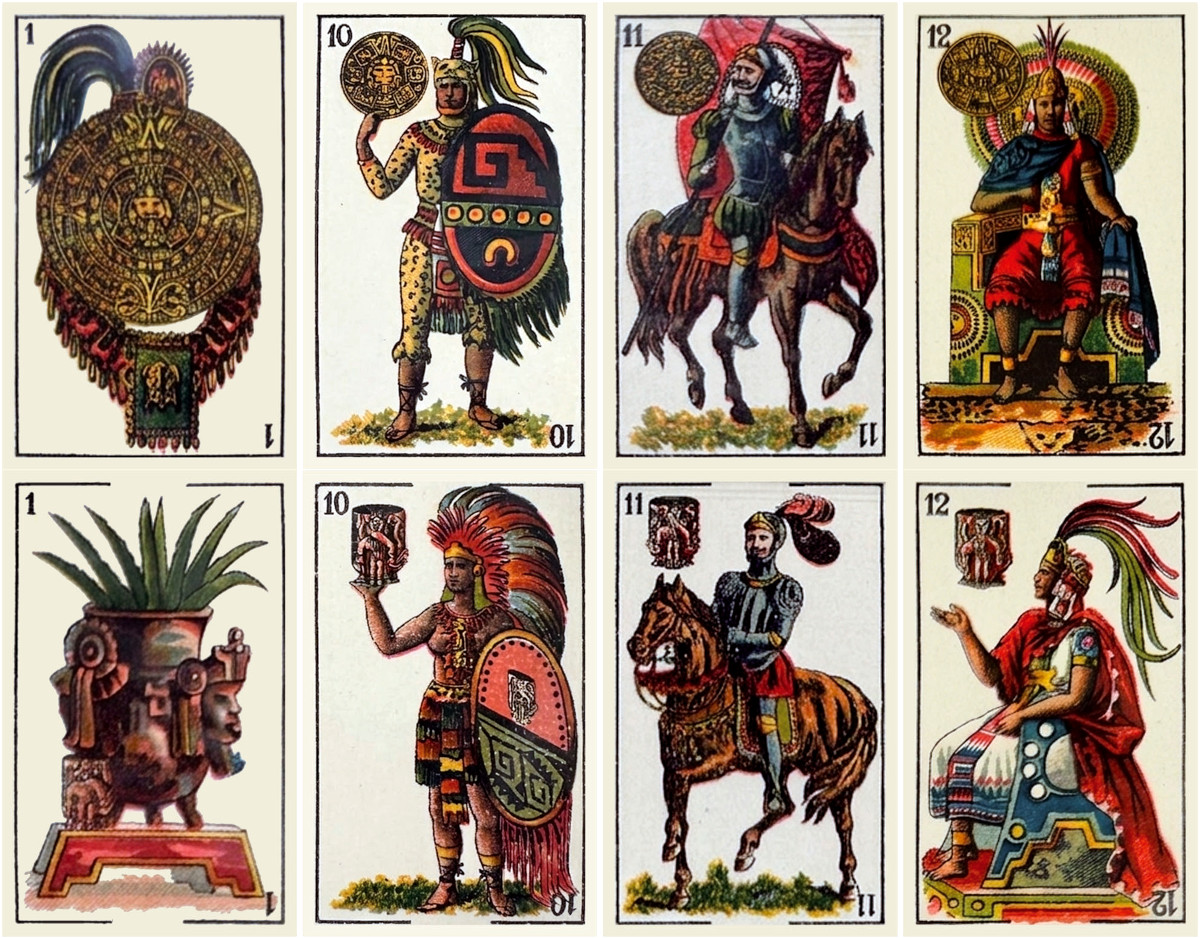 Naipes Nacionales produced by Litografía Comercial Emilio Cuenca y Cía, Mexico, 1896