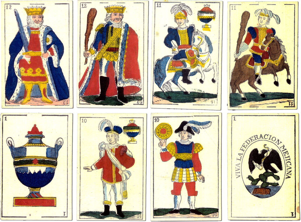 Cards from a Mexican pack c.1835; maker unknown