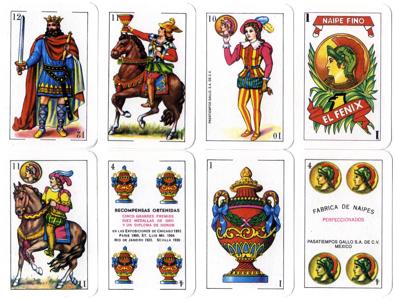 El Fenix playing cards by Pasatiempos Gallo S.A. Mexico c.2000