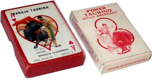 boxes from different editions of Baraja Taurina designed by Carlos Ruano Llopis, Mexico