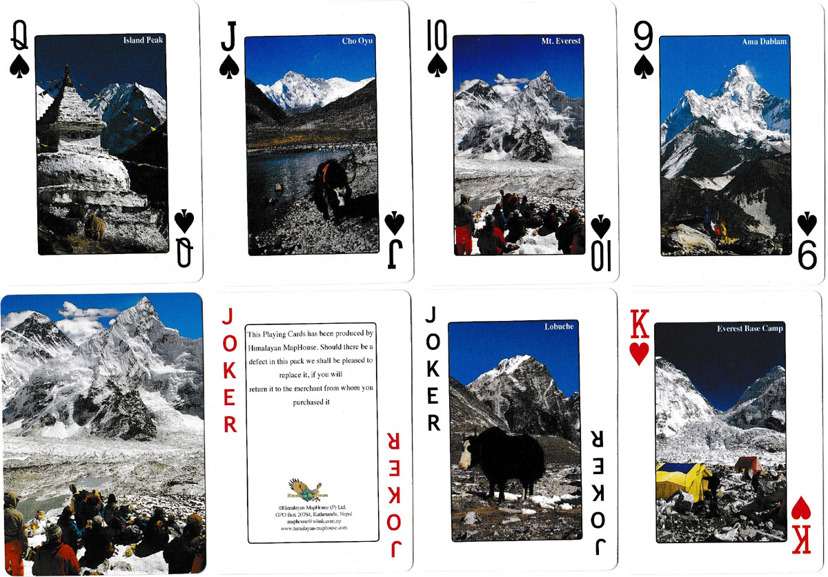 Everest playing cards published by the Himalayan MapHouse, Kathmandu, Nepal