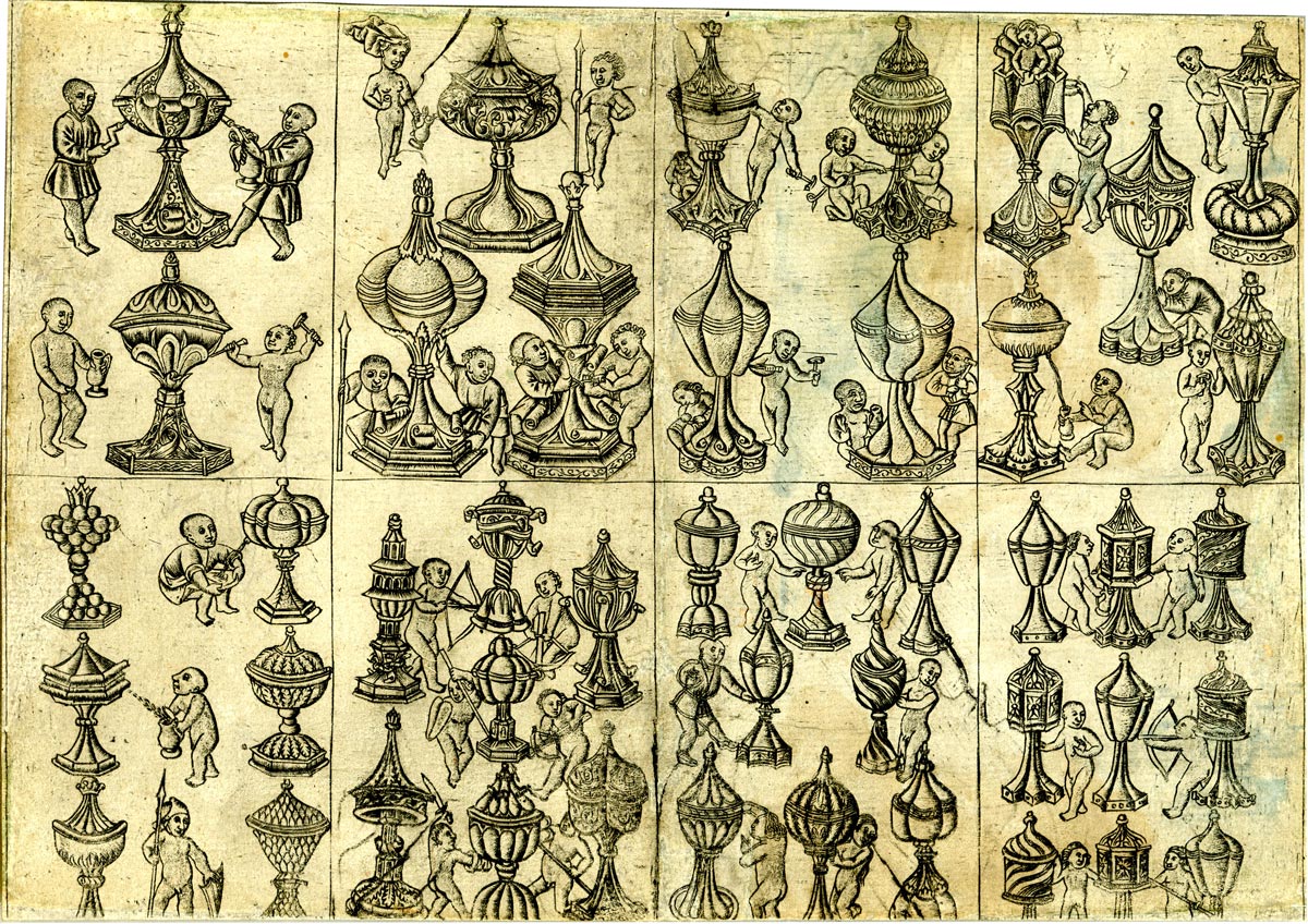 an uncut sheet of eight playing cards by the Master of the Banderoles, c.1470. ©The Trustees of the British Museum. All rights reserved. an uncut sheet of eight playing cards by the Master of the Banderoles, c.1470. ©The Trustees of the British Museum. All rights reserved.