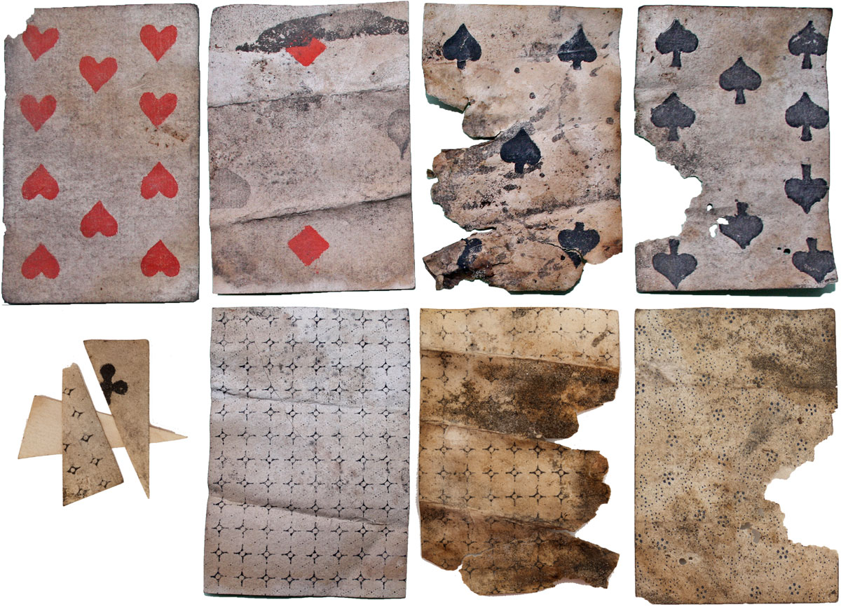 five fragmentary playing cards discovered under the floorboards five fragmentary playing cards discovered under the floorboards