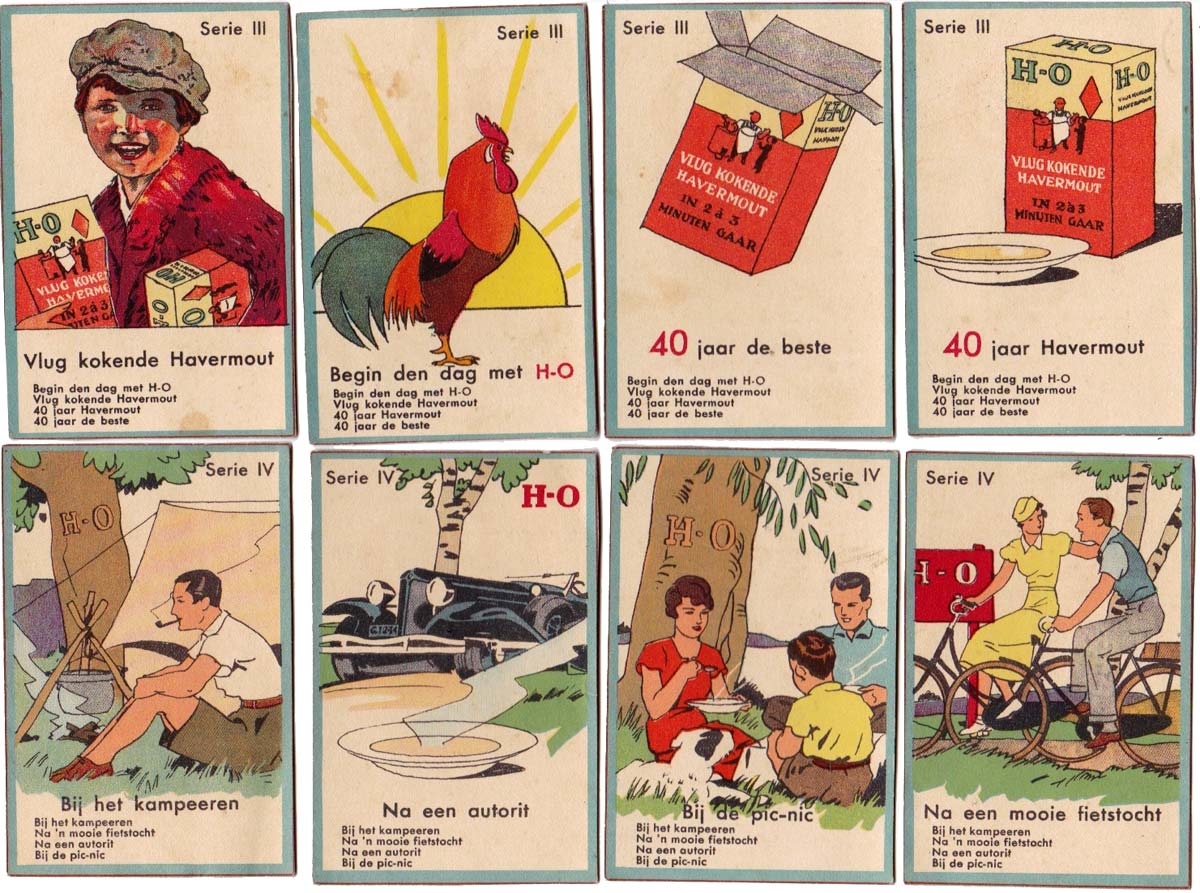 “H-O Kwartetspel” children’s card game promoting quick cooking oatmeal (instant porridge), 1930s