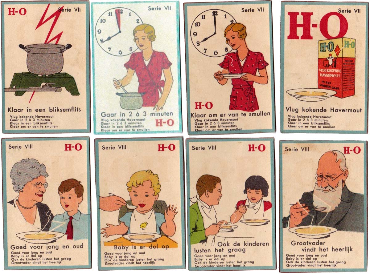 “H-O Kwartetspel” children’s card game promoting quick cooking oatmeal (instant porridge), 1930s