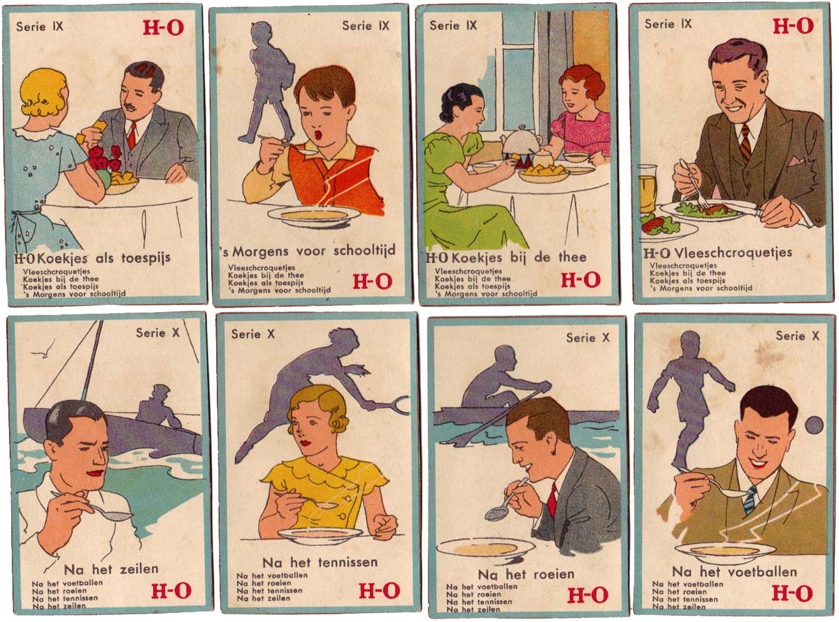 “H-O Kwartetspel” children’s card game promoting quick cooking oatmeal (instant porridge), 1930s “H-O Kwartetspel” children’s card game promoting quick cooking oatmeal (instant porridge), 1930s