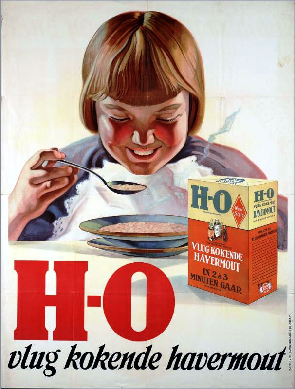 Dutch girl enjoying her Havermout quick cooking oatmeal, 1930s Dutch girl enjoying her Havermout quick cooking oatmeal, 1930s