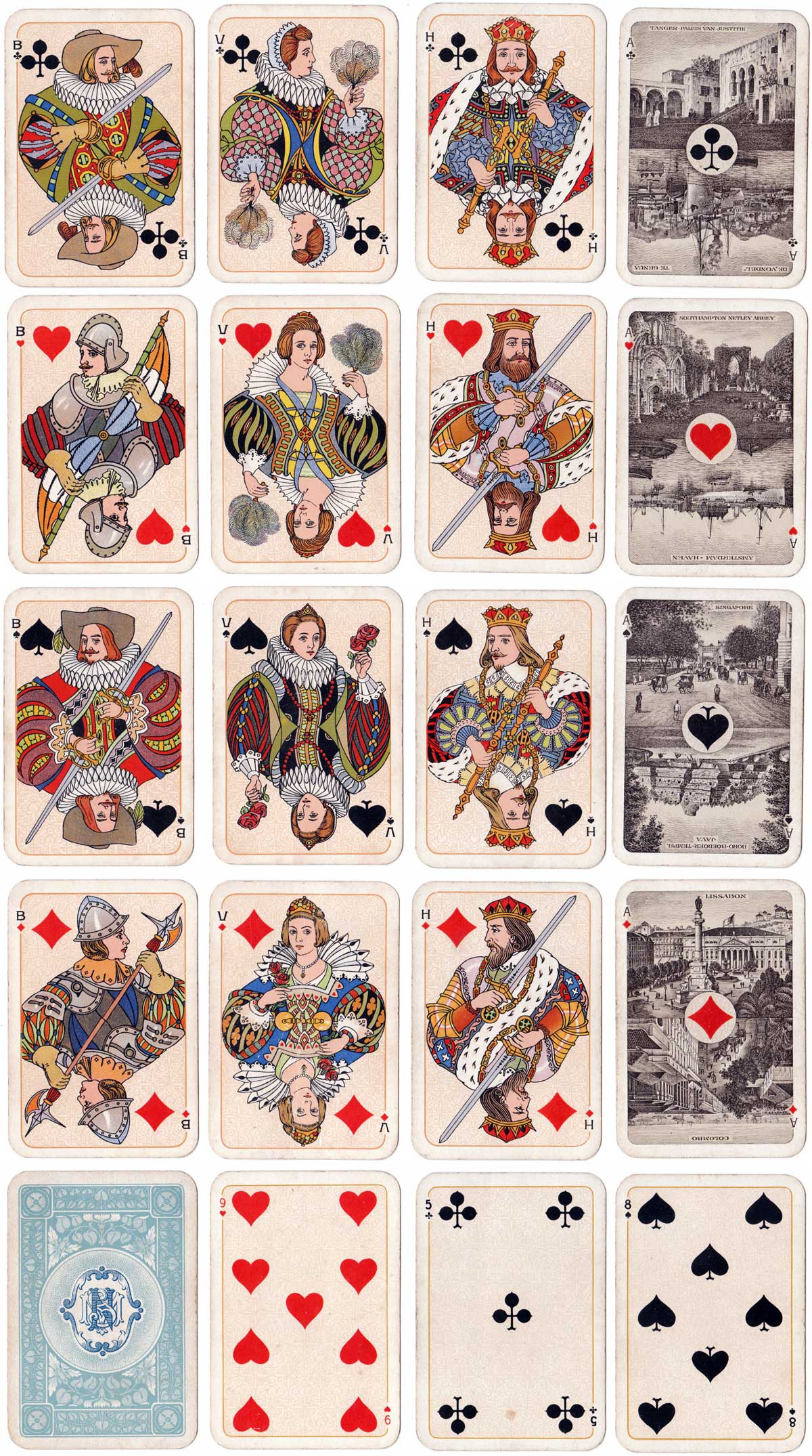 Stoomvaart Maatschappij Nederland shipping line playing cards produced by Nederlandse Speelkaarten Fabriek, c.1910 Stoomvaart Maatschappij Nederland shipping line playing cards produced by Nederlandse Speelkaarten Fabriek, c.1910