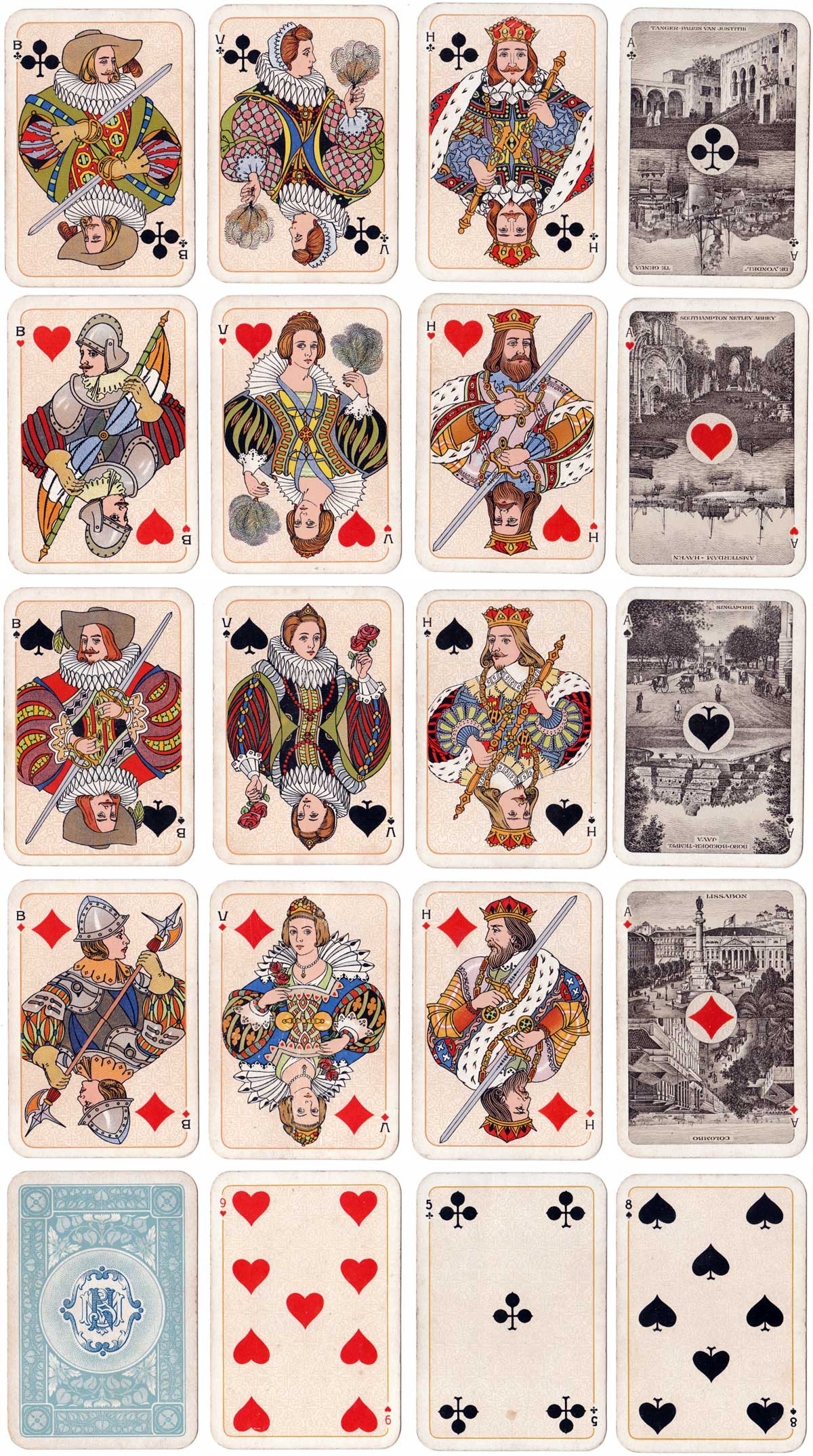 Stoomvaart Maatschappij Nederland shipping line playing cards produced by Nederlandse Speelkaarten Fabriek, c.1910