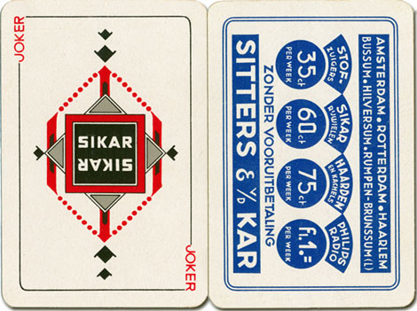 the Joker and the Back design, Sikar playing cards, 1935