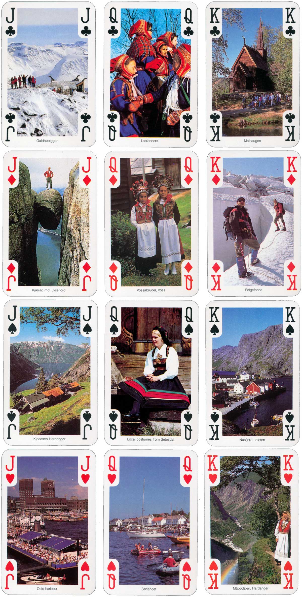 “54 Views from Norway” souvenir playing cards published by Normanns Kunstforlag A/S, c.1990s