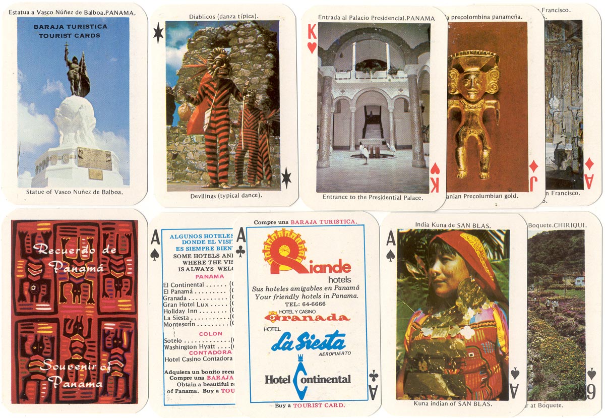 Recuerdos de Panama tourist playing cards, printed by Litho Garso, S.A., Panama, c.1980s