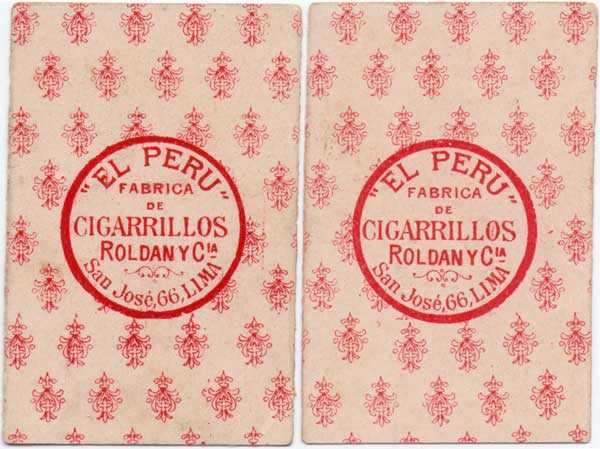 Cards from a fantasy publicity pack for the Peruvian tobacco company Roldan y Cia, San José 66, Lima. c.1890