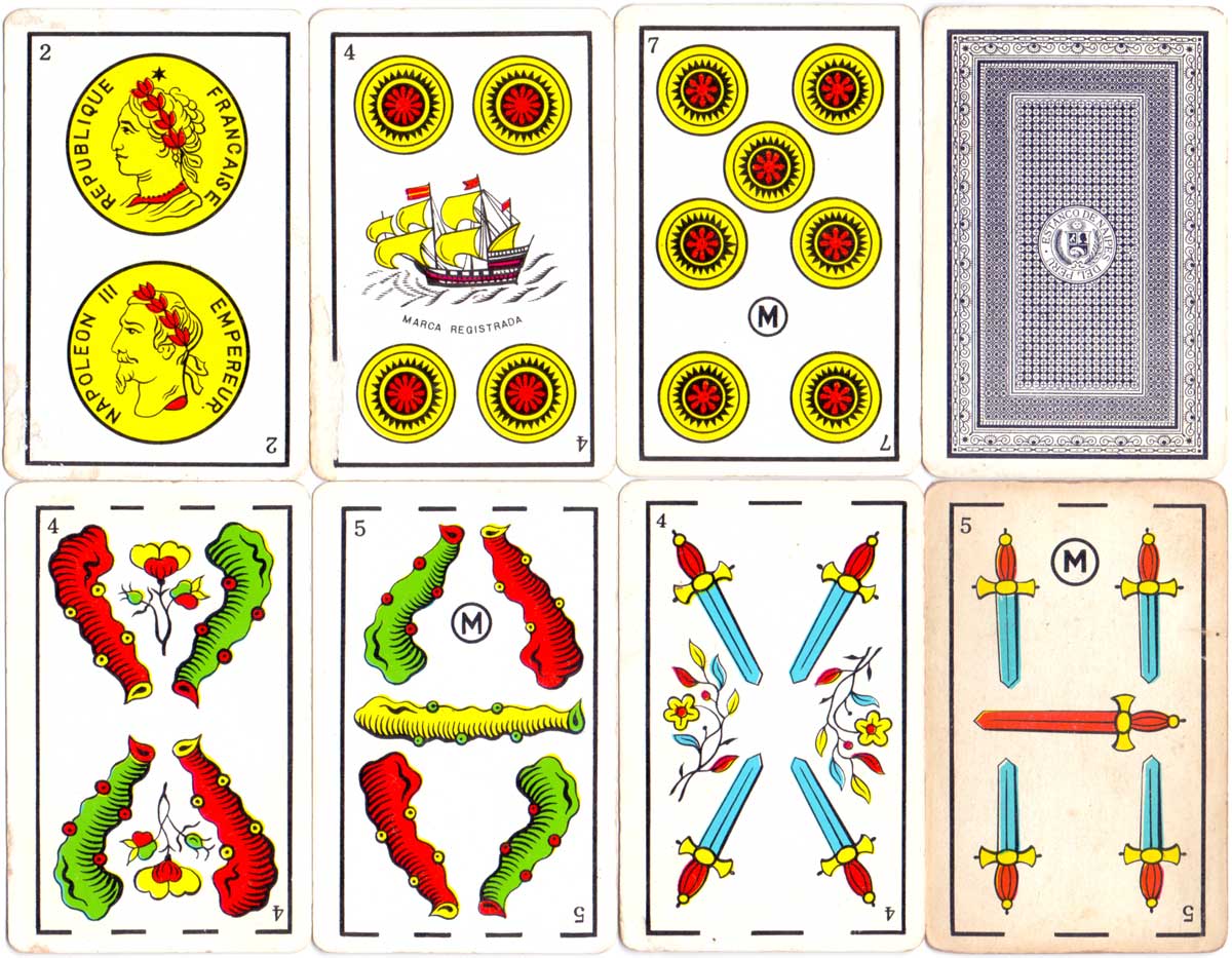 Spanish-suited playing cards printed for the Estanco de Naipes del Perú, c.1960