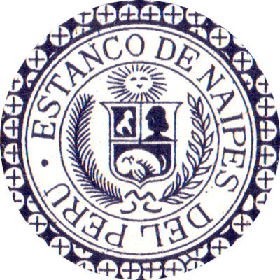 The logo of the Estanco de Naipes usually appears on the reverse of the cards