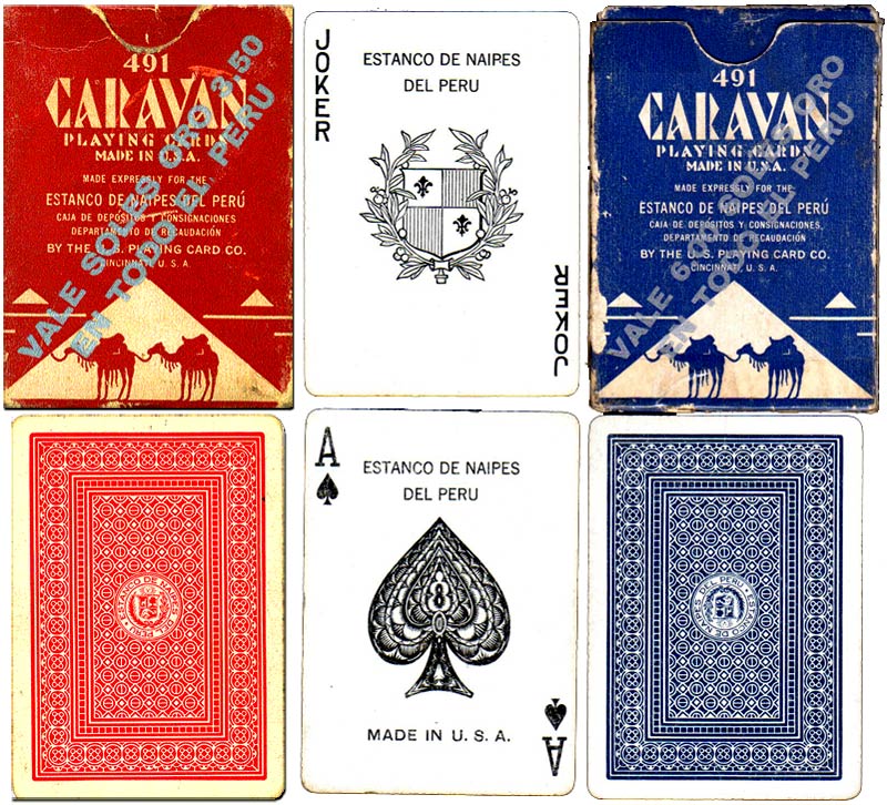 Caravan playing cards manufactured by The US Playing Card Co for the Estanco de Naipes del Peru, 1960s