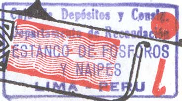 Estanco de Fósforos y Naipes tax stamp from the Caja de Depósitos y Consignas, c.1920