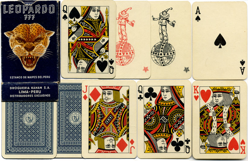 LEOPARDO 777 playing cards manufactured in Japan for the Estanco de Naipes del Peru, 1960s