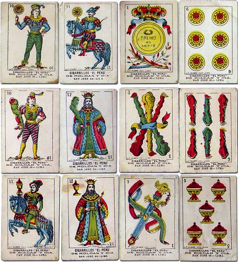 insert playing cards for El Perú cigarettes printed by Litografía Fabbri, Lima, Peru, c.1895