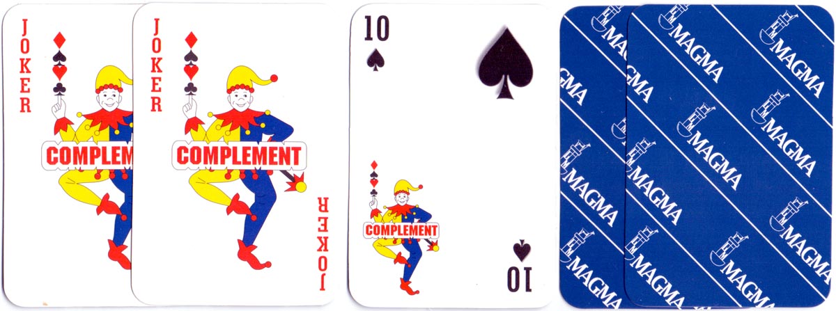 Publicity playing cards manufactured by Color & Trazos for Laboratorios Magma, S.A., Lima, Peru, c.1990