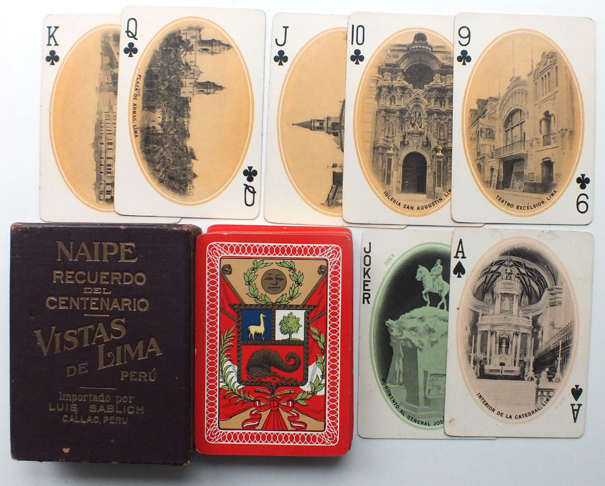 ‘Vistas de Lima’ playing cards made by Standard Playing Card Co., Chicago, c.1910 ‘Vistas de Lima’ playing cards, Standard Playing Card Co., Chicago, c.1910