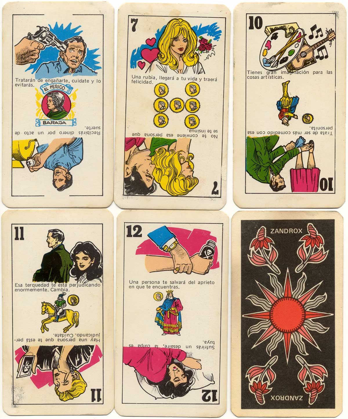 Naipes TU DESTINO Cartomancy Cards by Zandrox Producciones, Miraflores, Peru, c.1975 Naipes TU DESTINO Cartomancy Cards by Zandrox Producciones, Miraflores, Peru, c.1975
