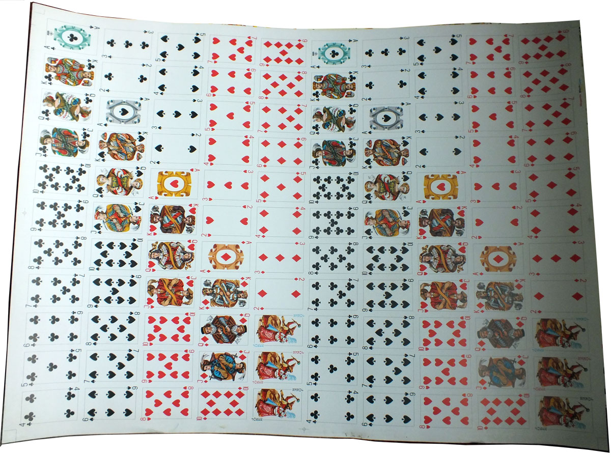 uncut sheet of “Starościanka” playing cards manufactured by KZWP-Trefl (Poland), 2003