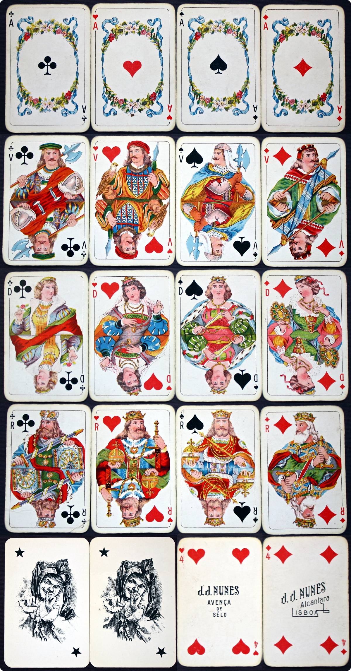 Whist No.32 playing cards made in Portugal by J. J. Nunes, c.1930s