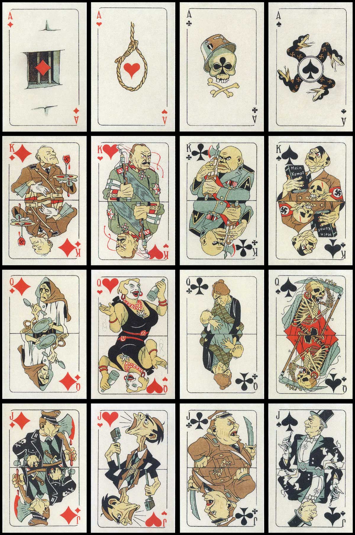 re-print of the Anti-fascist playing cards published by Peterhof State Museum, 2010