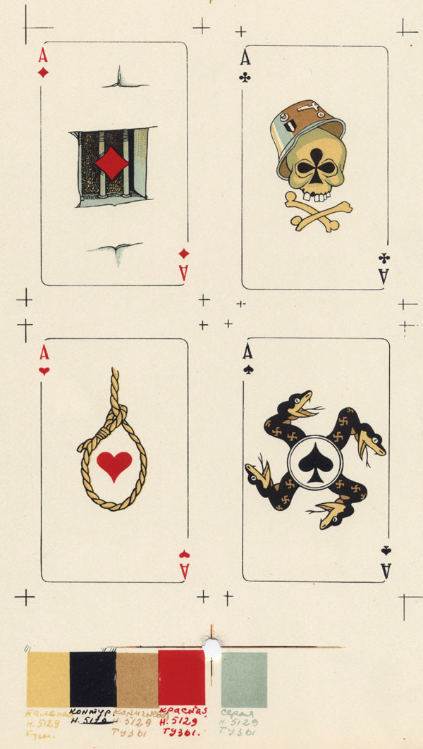 Russian anti-fascist playing cards published in 1942