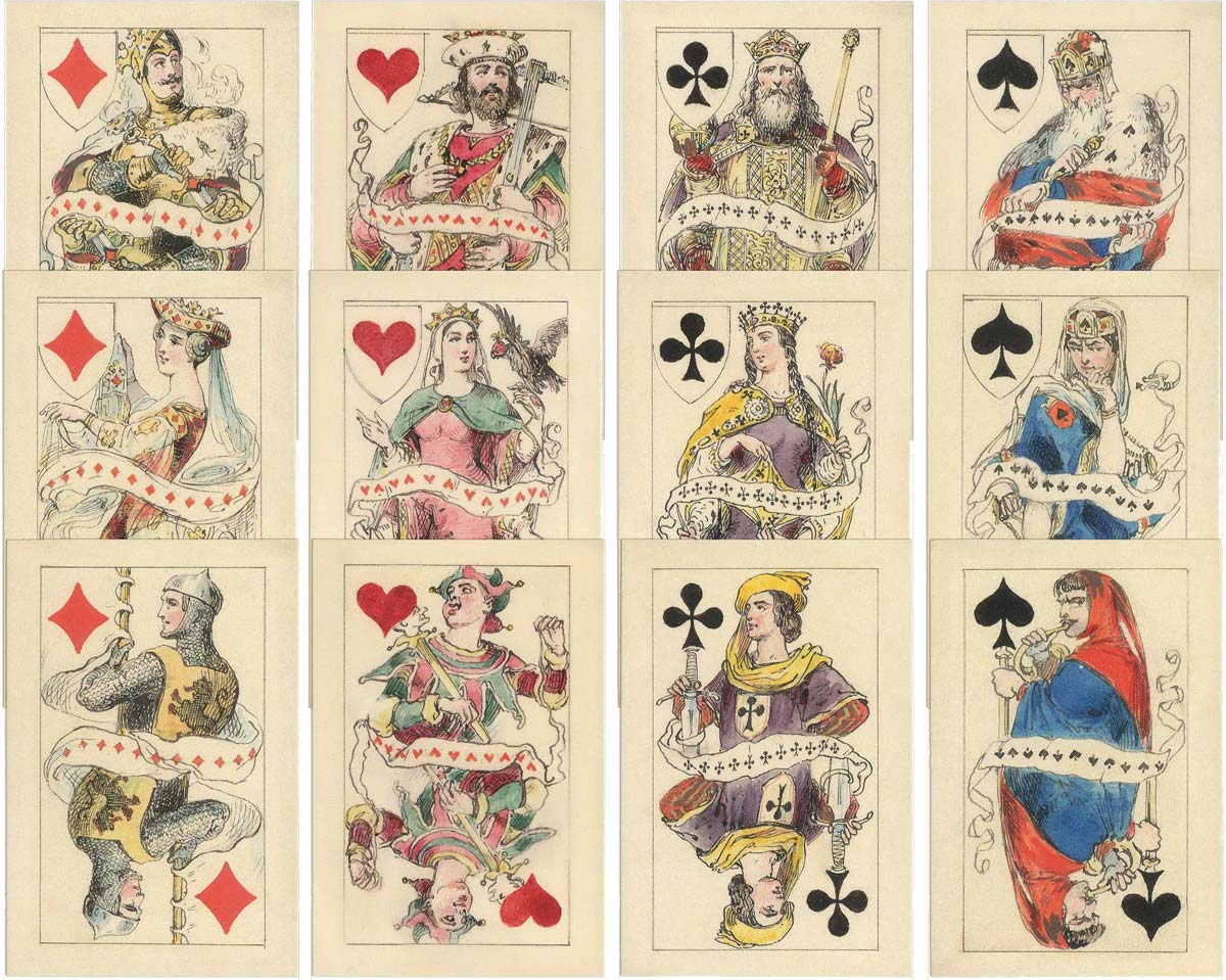 Playing cards designed by A I Charlemagne, 1862