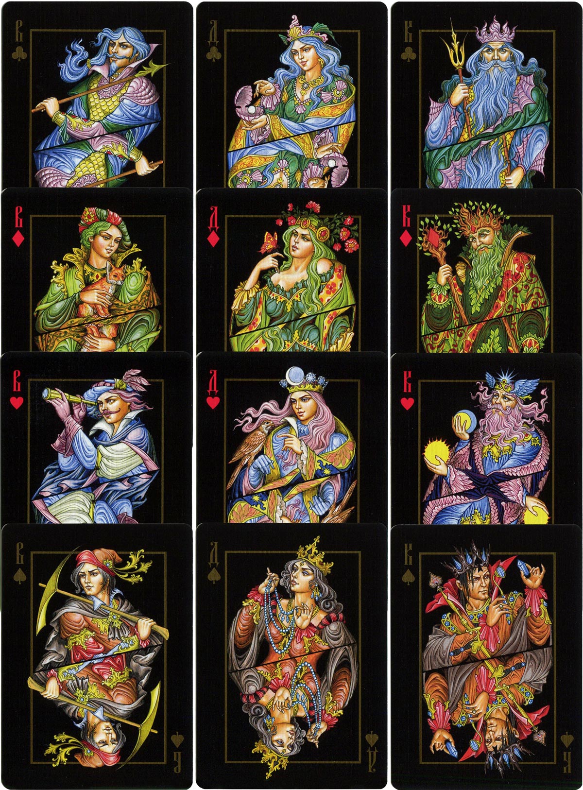 The Four Worlds playing cards by artist Aleksey Zhiryakov, 2018