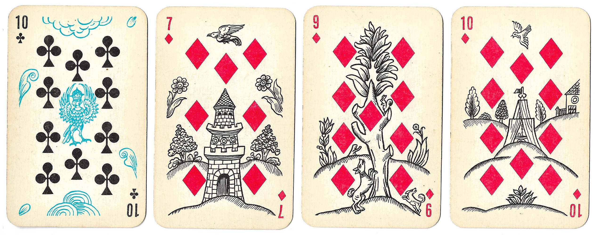 Lubok playing cards designed by Victor M. Sveshnikov, Russia, 1984