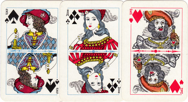 Opera themed playing cards with original designs by Viktor Mihajlovich Sveshnikov, printed by the Colour Printing Plant, 1973