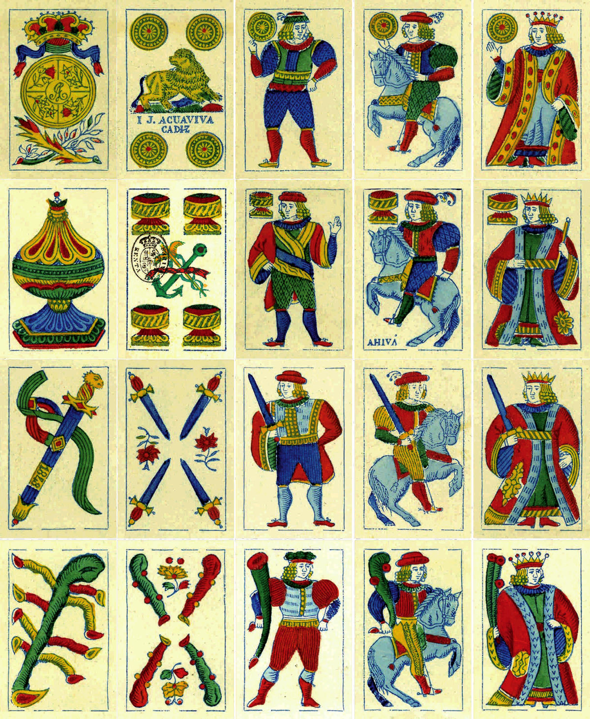 Baraja de José María Acuaviva, marca “El León”, 1848