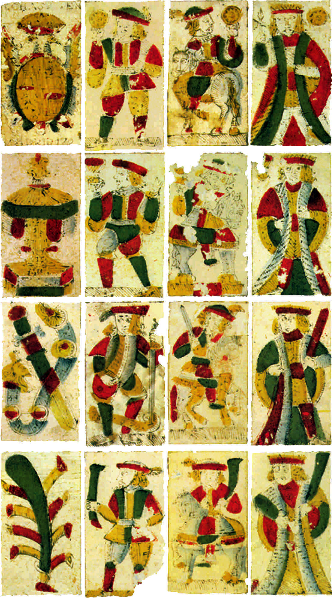 Ases y figuras de la baraja de Almago, fechada en 1729