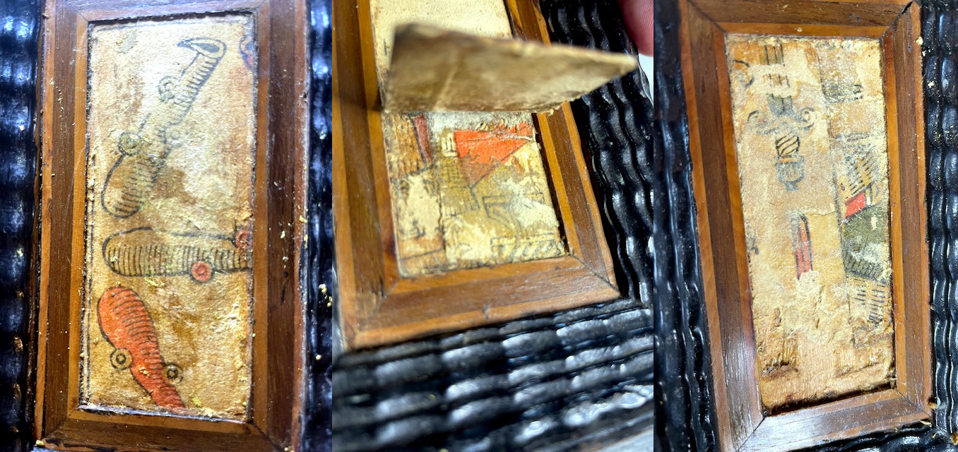 playing cards found during furniture restoration, from late 17th-early 18th century