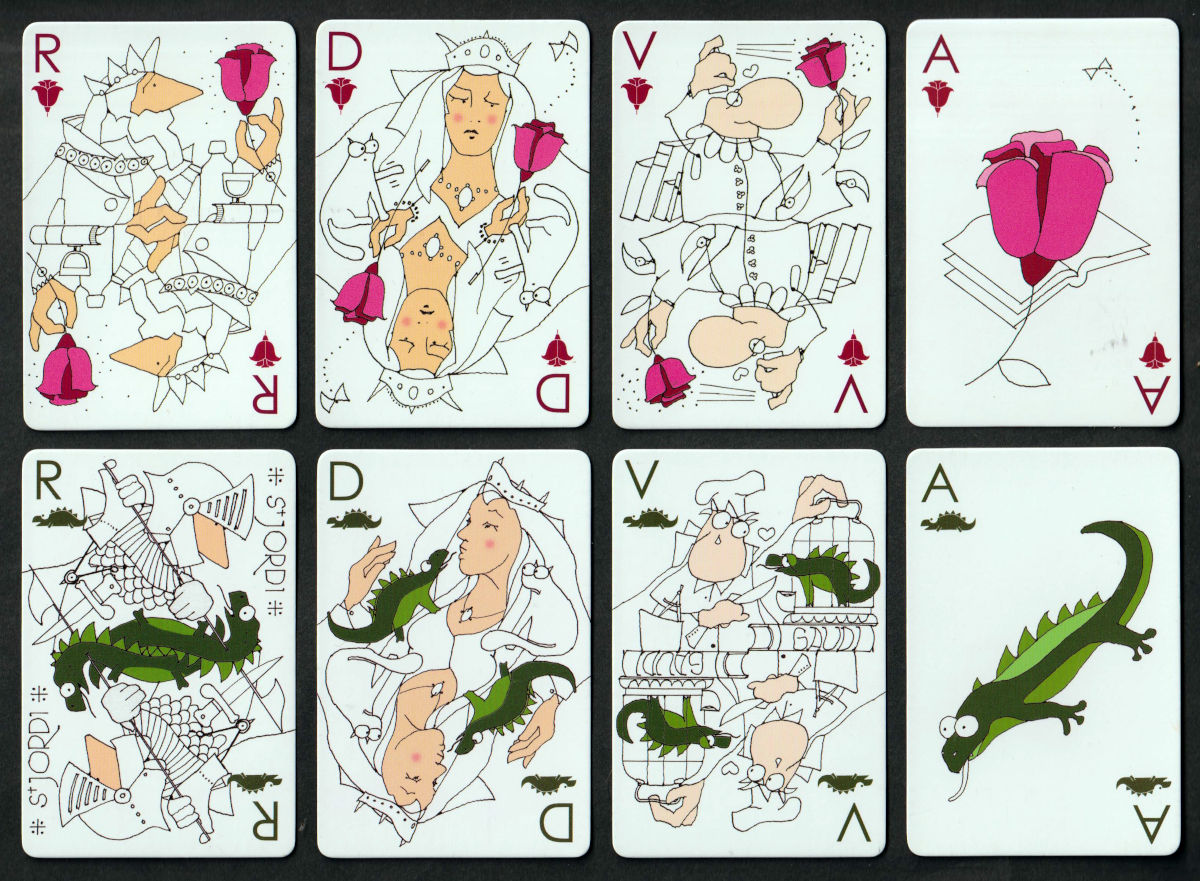 Sant Jordi playing cards published by Jan Baca, Marta Peralta and Ramon Quer, Barcelona, Spain, 2020