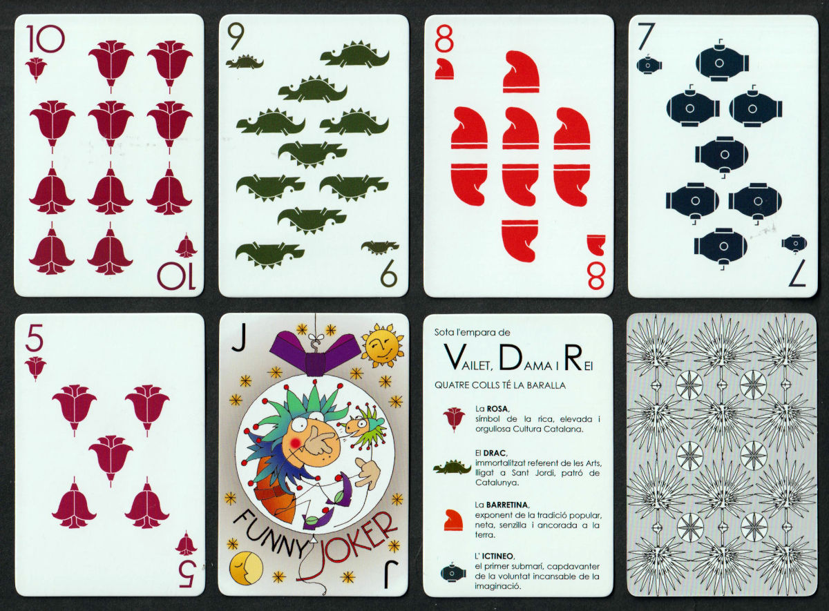 Sant Jordi playing cards published by Jan Baca, Marta Peralta and Ramon Quer, Barcelona, Spain, 2020