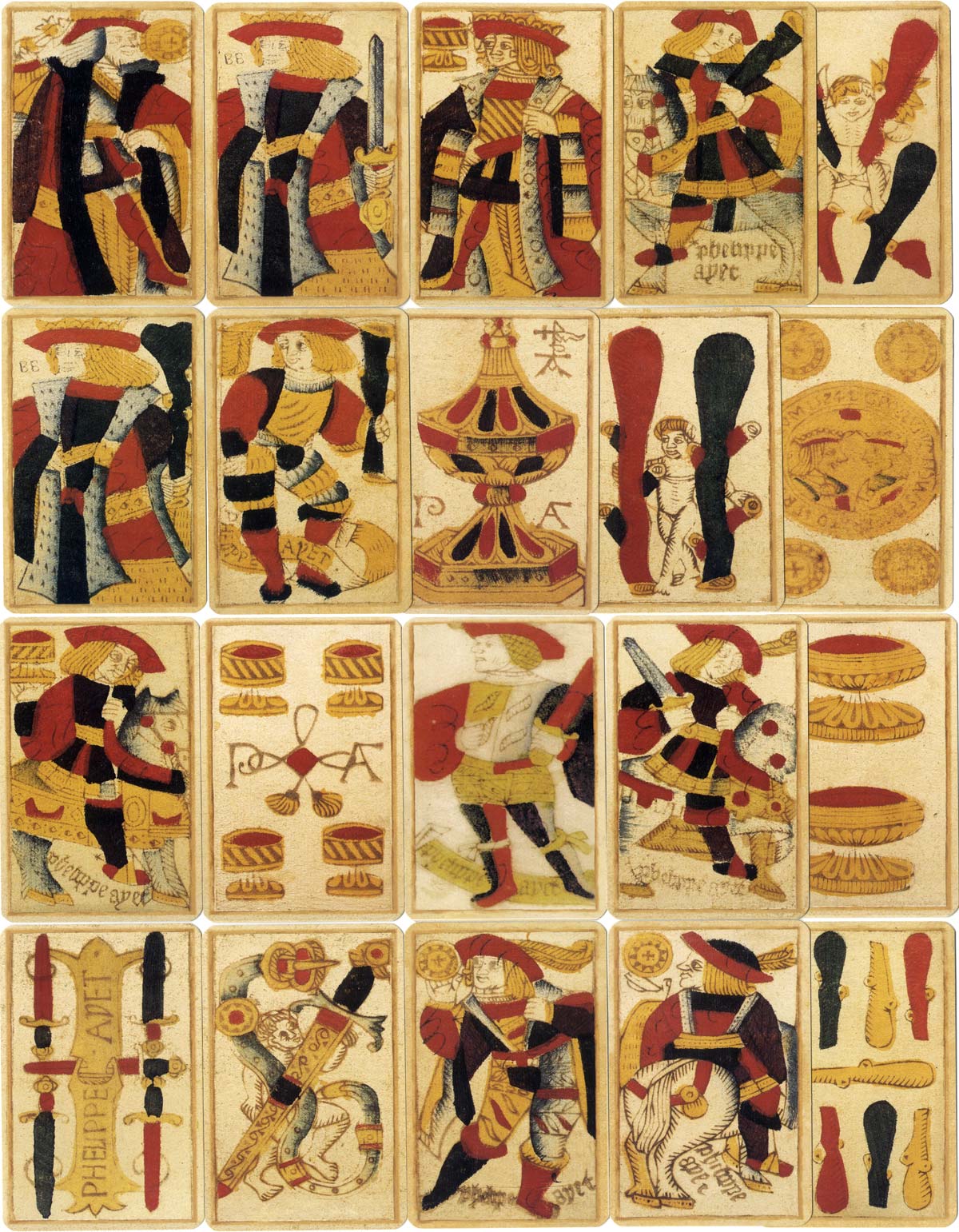 Archaic, late medieval Spanish-suited playing cards, c.1574