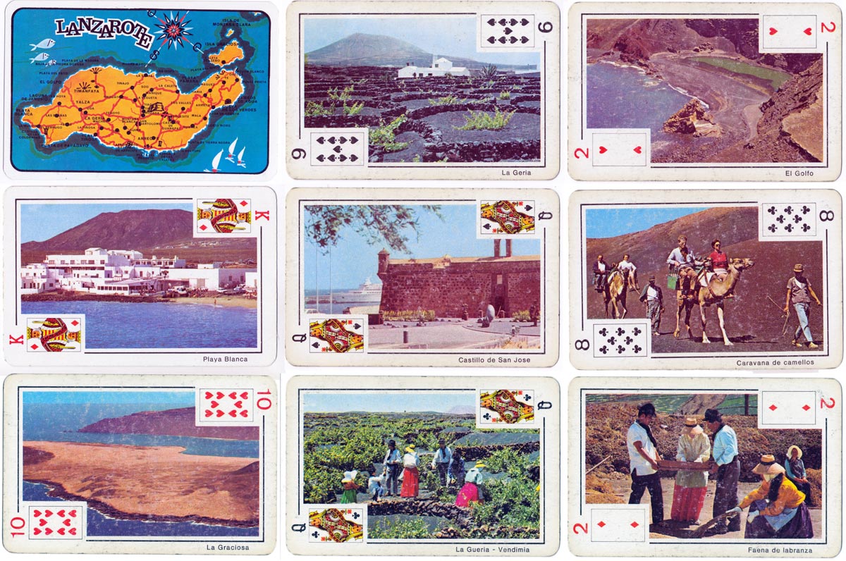 Souvenir of Lanzarote playing cards by NEGSA (Naipes Comas), c.1966