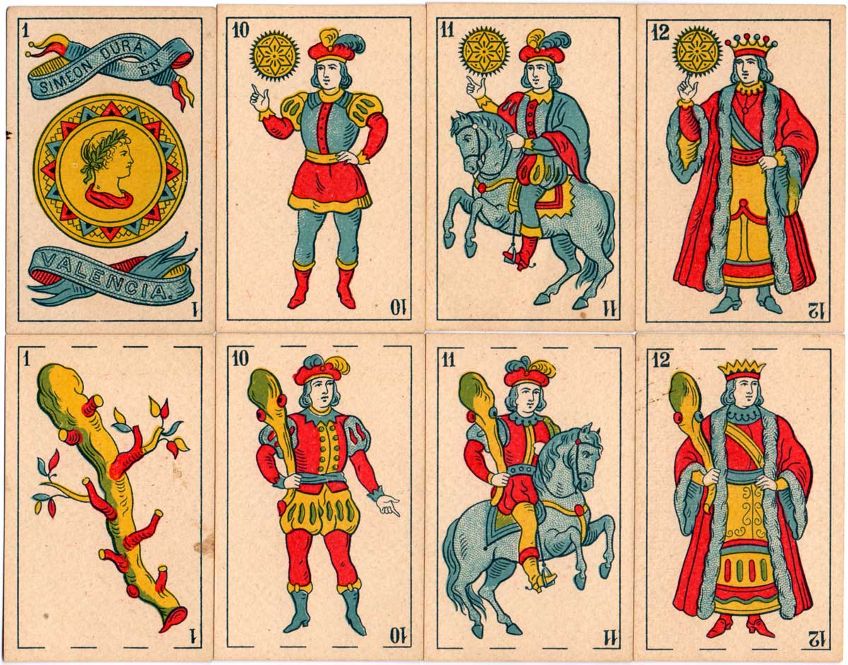 Standard 'El Cid' playing cards manufactured by Simeon Durá, Valencia, Spain, c.1880