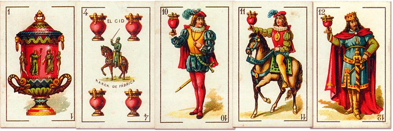 'El Cid' fantasy playing cards designed by E. Pastor and manufactured by Simeon Durá, Valencia, Spain, c.1875