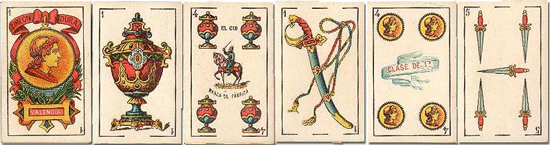 Standard 'El Cid' playing cards manufactured by Simeon Durá, Valencia, Spain, c.1900