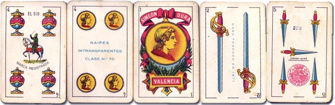 Standard 'El Cid' playing cards manufactured by Simeon Durá, Valencia, Spain, c.1920