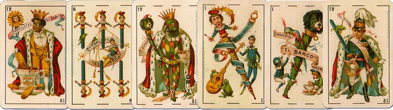 Advertising playing Cards for Chocolates El Barco designed by E. Pastor, Valencia, Spain, c.1895