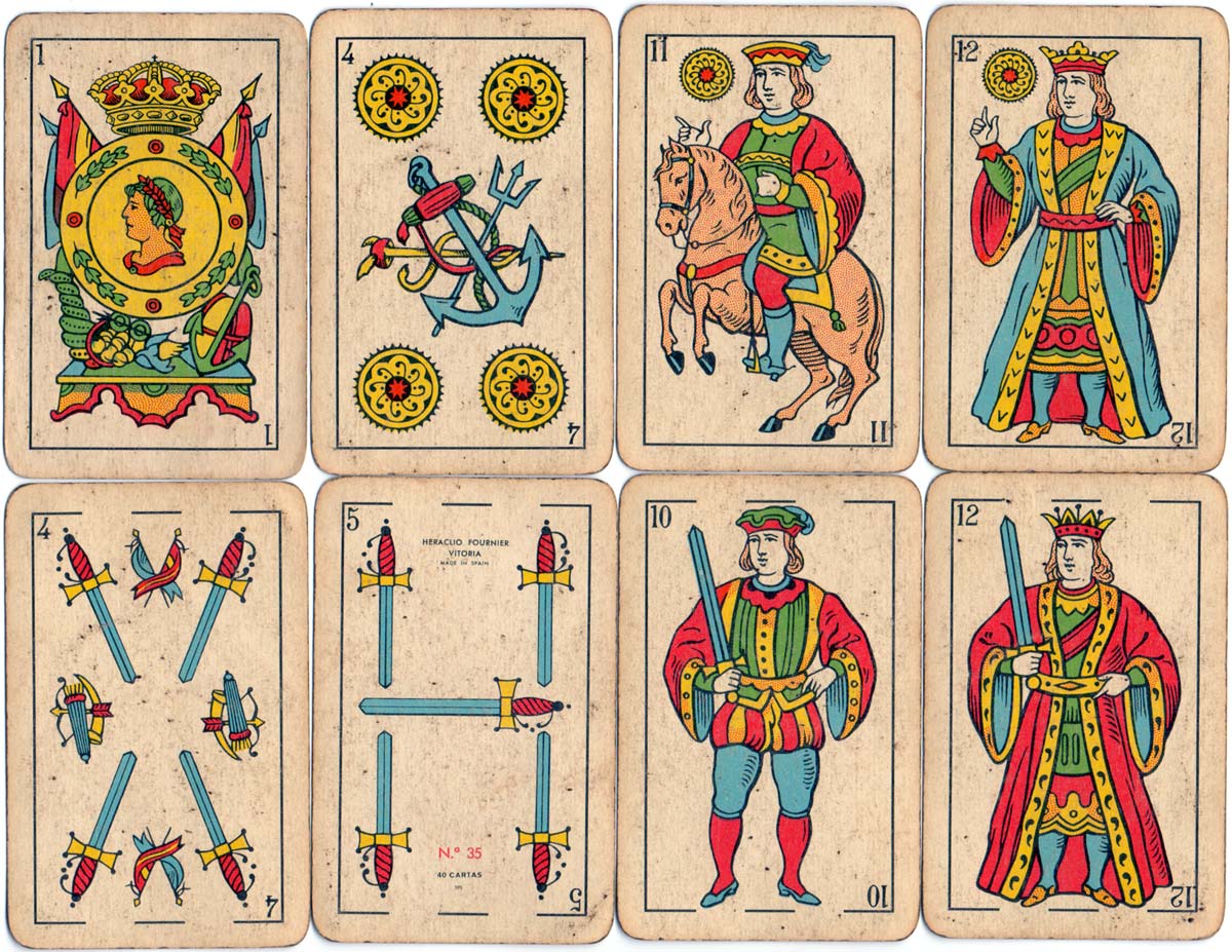 Heraclio Fournier No.35 Rueda Alada Spanish-suited playing cards imported into Argentina by Fagoaga y Compañía (Bertrand Domec), c.1970