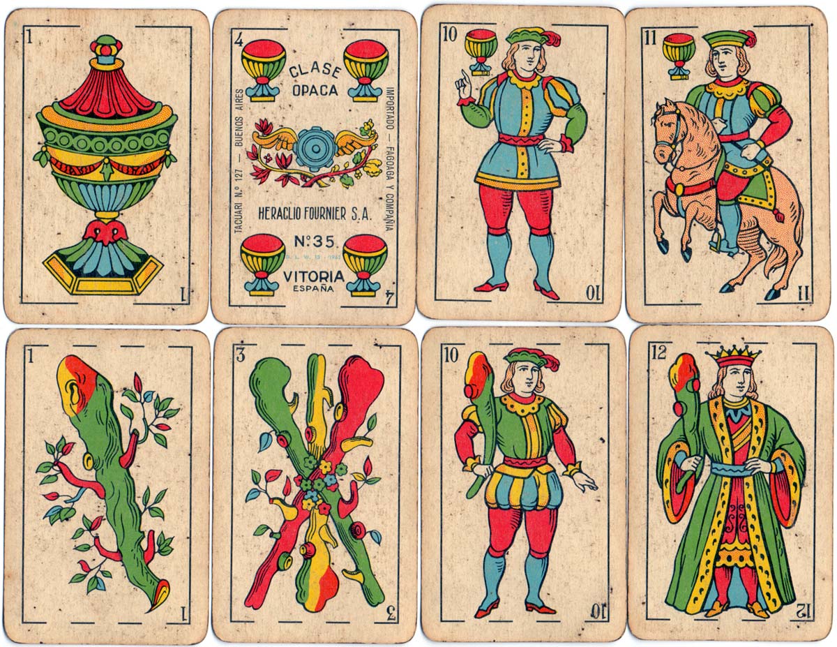 Heraclio Fournier No.35 Rueda Alada Spanish-suited playing cards imported into Argentina by Fagoaga y Compañía (Bertrand Domec), c.1970